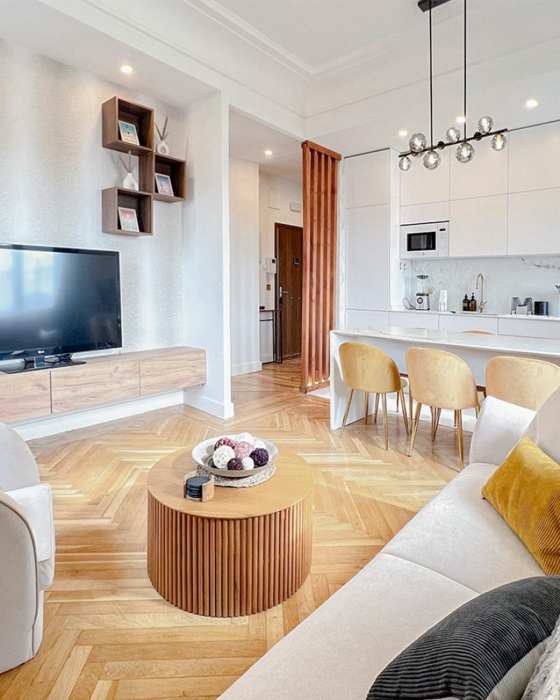 salon integrado con cocina