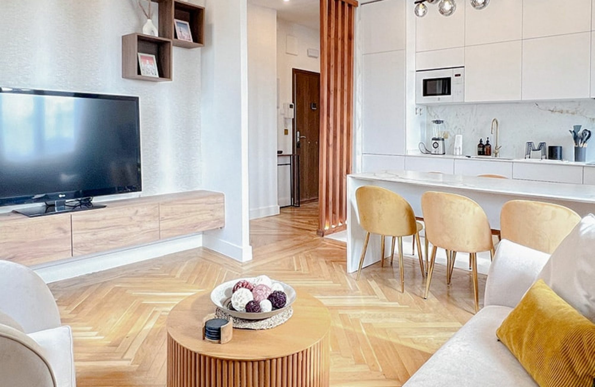 salon integrado con cocina